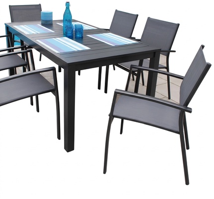 Conjunto Mesa Aluminio Parma + 6 Sillones